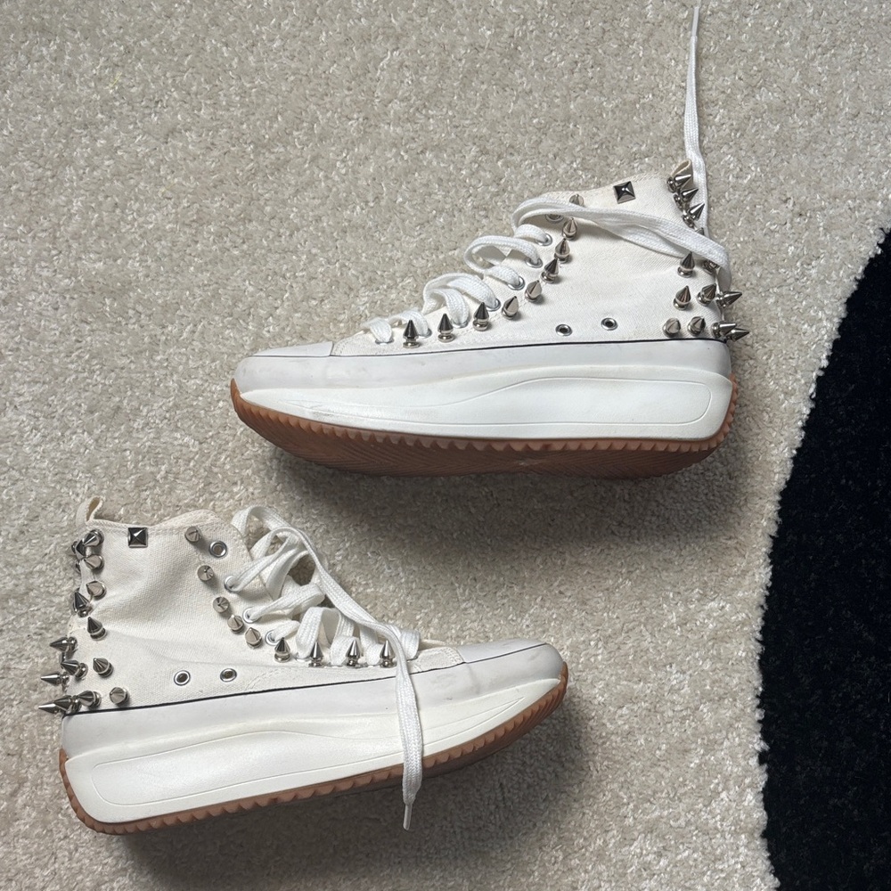 Custom Studded White High-Top Sneakers